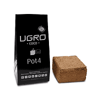 Кокосовый брикет UGRO с горшком Pot 4 субстрат от интернет-магазина Кокосовый